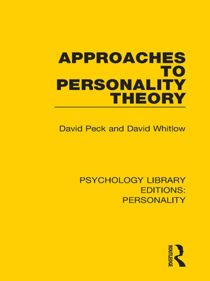 cover image of Approaches to Personality Theory